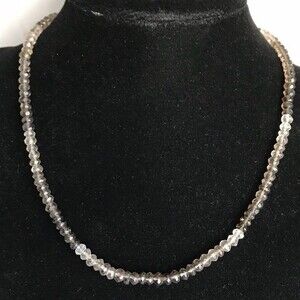 Vintage Handmade Genuine Faceted Smoky Topaz Gemstone Necklace Sterling Toggle